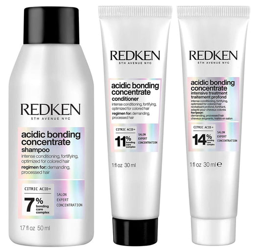 Redken Acidic Bonding Concentrate Shampoo, Conditioner & Treatment 1 fl oz Each