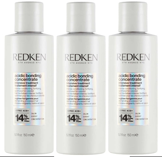 ($90 Value) Redken Acidic Bonding Concentrate Intensive Treatment 5.1oz Set of 3
