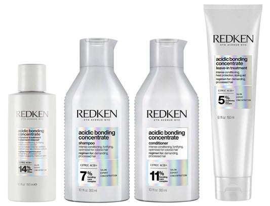 Redken Acidic Bonding Concentrate Shampoo, Conditioner, Leave-In & Treatment Set
