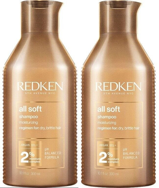 Redken All Soft Shampoo 10.1 oz  for Dry Brittle Hair (Set of 2) 100% Authentic