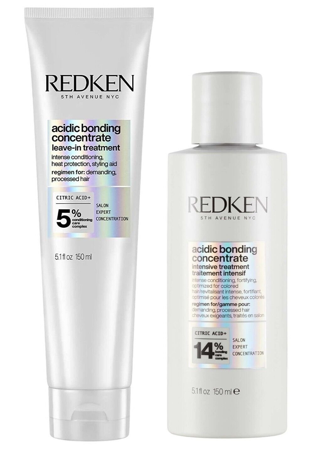 ($60 Value) Redken Acidic Bonding Concentrate Leave-In and Treatment 5.1 oz Each