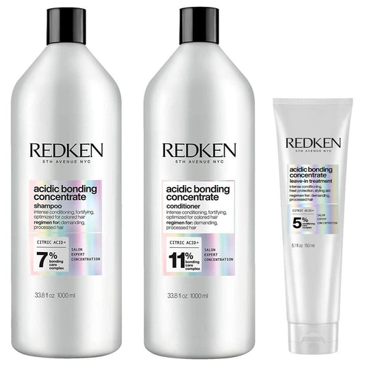 Redken Acidic Bonding Concentrate Shampoo, Conditioner, Leave-In $144 Value Set