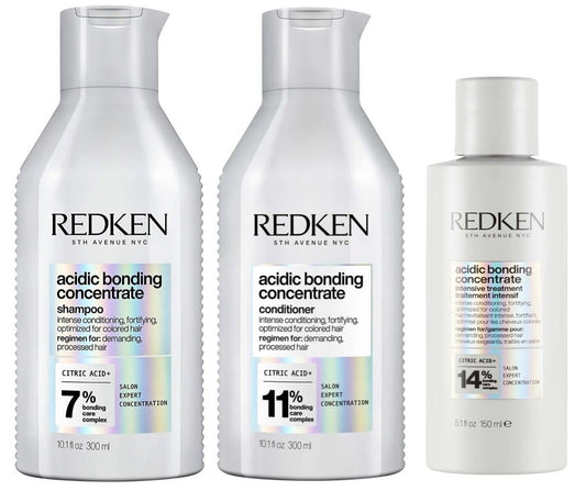 $90 Value Redken Acidic Bonding Concentrate Shampoo, Conditioner, Treatment Set