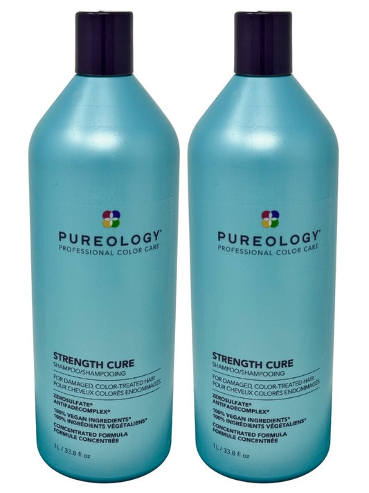 Pureology Strength Cure Shampoo 33.8oz Set of 2 (1 Liter Each)